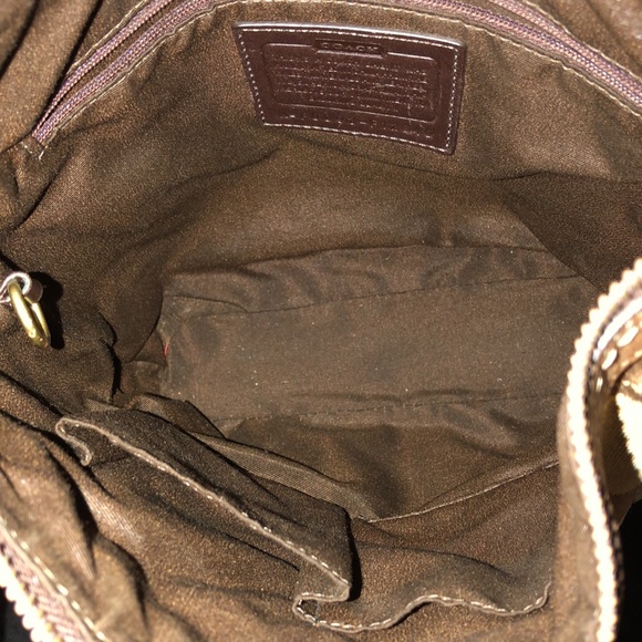 COACH Patchwork Top Zipper Crossbody Tote Shoulder Bag Brown Lining - Picture 6 of 17